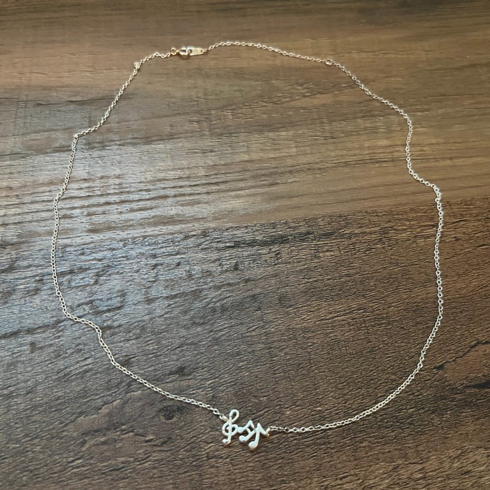 Music Notes Silver Sterling Necklace